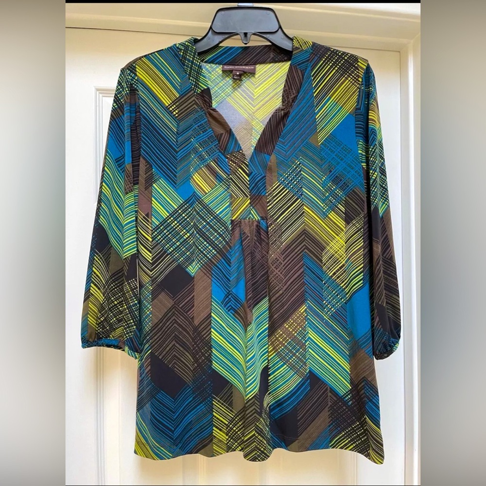 Dana Bachman Women’s NWT Top 3/4 Sleeve V-Neck Polyester/Spandex Sz M